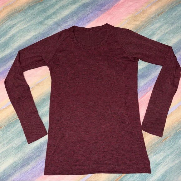 LULULEMON Swiftly Tech Long Sleeve Crew Star Ruby/Black Red Women’s Size 8 - Picture 3 of 9